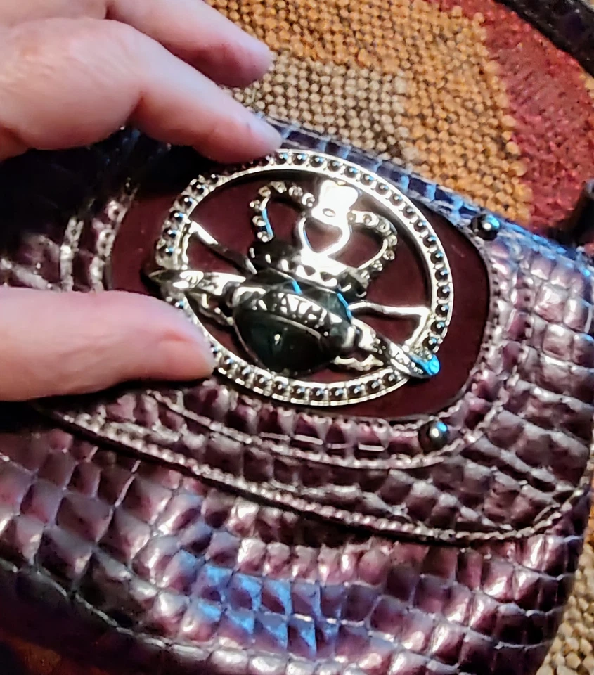 Mini Bolso Bandolera Kathy Van Zeeland Y2K Púrpura Imitación Cocodrilo Cartera para Mujer” Foto 4 de 4