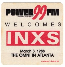 INXS. Power 99 FM On March 3, 1988 At The Omni In Atlanta Cloth Promo Sticker