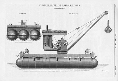 PRIESTMAN BROS of Hull Steam Dredger for British Guiana Antique Print 1889