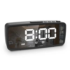 Small Digital Alarm Clock, Battery Operated, LED Display, Adjustable Brightness