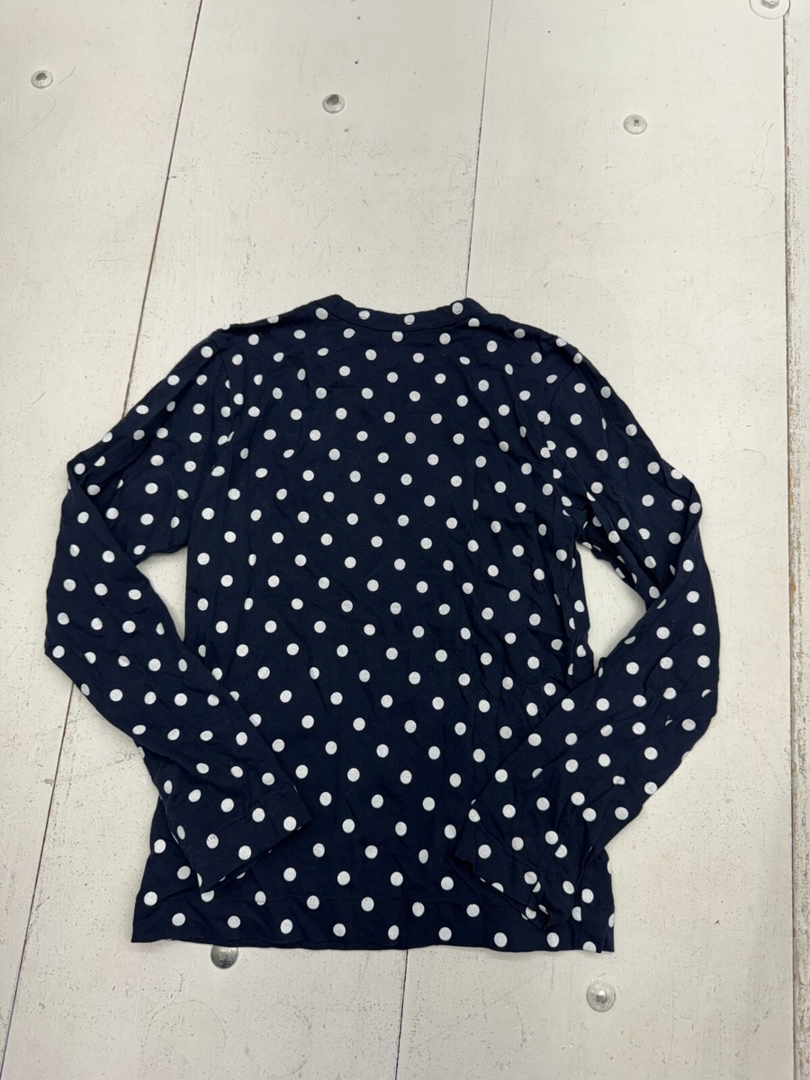 Play Comme Des Garcons Navy Blue White Polka Dot Long Sleeve Shirt