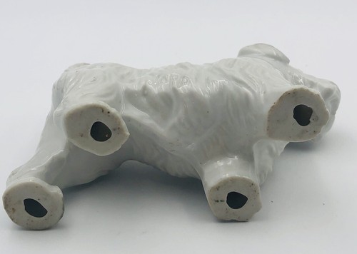 Porcelain Scottie Schnauzer Brown White Standing Dog Figurine Japan - Picture 4 of 7