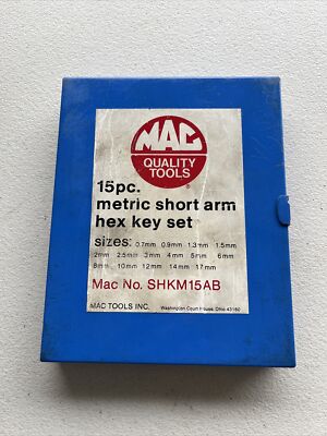 15 Pcs Mac SHKM15AB Metric L Hex Key Set, Hand Tool Workshop Equipment w/ Box