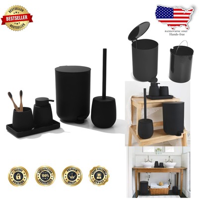 Modern 5-Pc Bathroom Essentials Set in Matte Black - Organize Elegantly