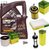 Mann Inspektionspaket 6L Mannol Longlife 504/507 5W-30 FüR Audi A4 Avant 2.0