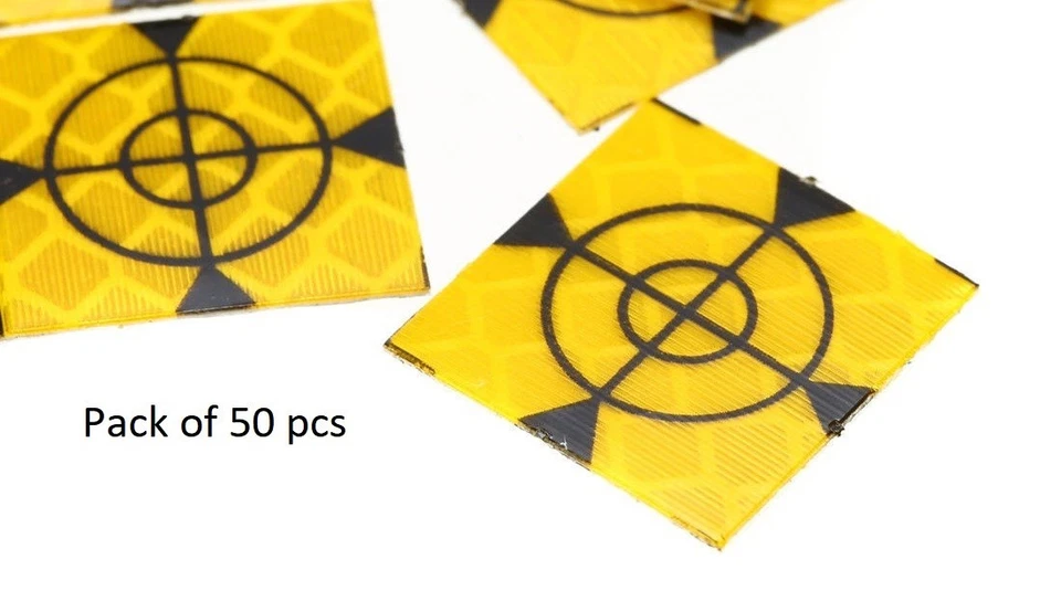 50x Retro Survey Targets (50 Pack) 20x20 mm Adhesive For Total Stations EDM