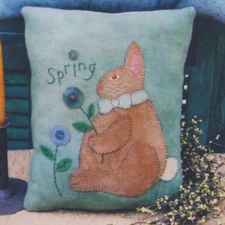 Flowers Bunny Chicks Pillow Ornaments Wool Embroidery Primitive applique OOP