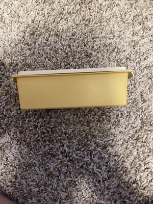 Vintage Tupperware Butter Dish/Keeper #637 Harvest Gold with #636 Almond Base