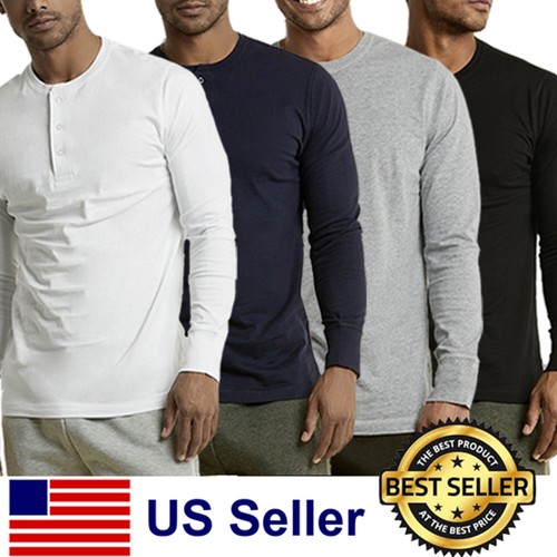 New Mens Henley Shirt T-shirts shirts 
