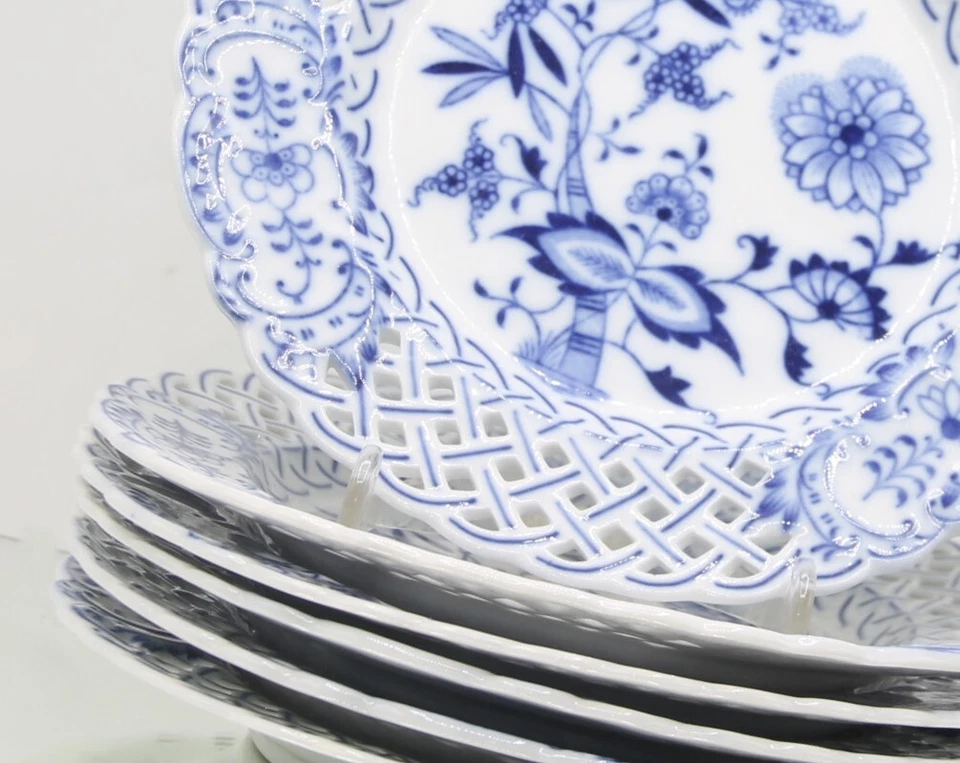 ZWIEBELMUSTER TELLER 5x Dessertteller Durchbruch Teller Dubi Eichwald Ø 19cm - Bild 2 von 3