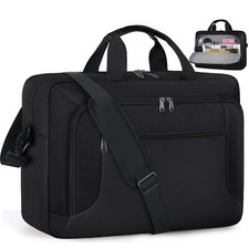 Large Waterproof Laptop Briefcase 17.3 Inch Business Office Work Bag Black