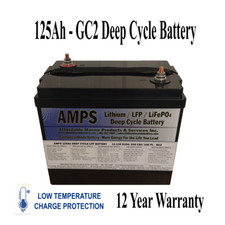 GC2 12v 125Ah Lithium Battery w/100/400A BMS LiFePO4 Low Temp 12.8V 1600W Hour