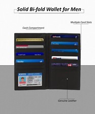 Leatherboss Genuine Leather RFID Protected Credit Card Holder Wallet, Black