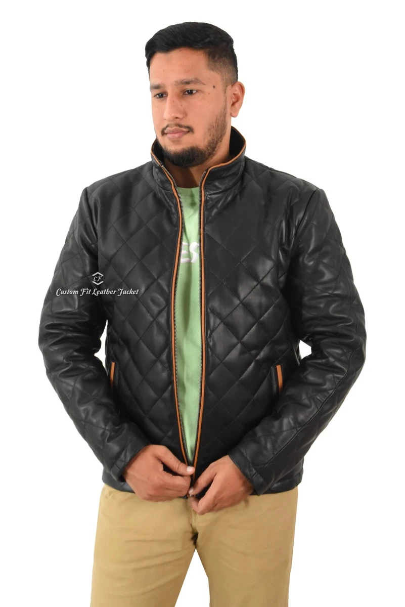 Diamond quilted leather best sale jacket