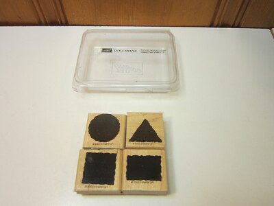 Stampin' Up! 2000 Little Shapes 4 Wood Stamps Circle Square Triangle Rectangle