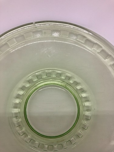 Uranium Green Art Deco Etched Faceted Plate - Picture 6 of 12