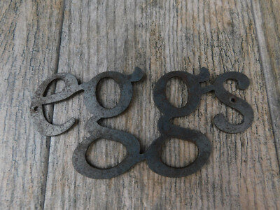 EGGS Metal Wall Art Word Sign Kitchen Decor, Steel rustic home, craft supplies 