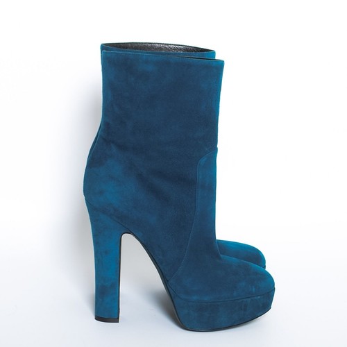 Dolce \u0026 Gabbana Mujer Azul Botas al tobillo Botines De Plataforma Tacones  De Bloque De Ante Talla EU 39 | eBay