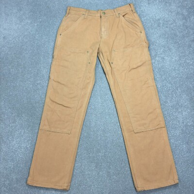 Carhartt Trousers Adult 34x30 Tan Double Knee Carpenter Workwear Pants WIP Mens