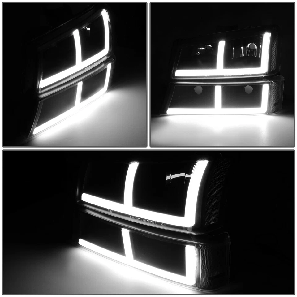 Faros LED DRL ahumados para Silverado 1500 2500 3500 2003-2006 patrón F Foto 3 de 4