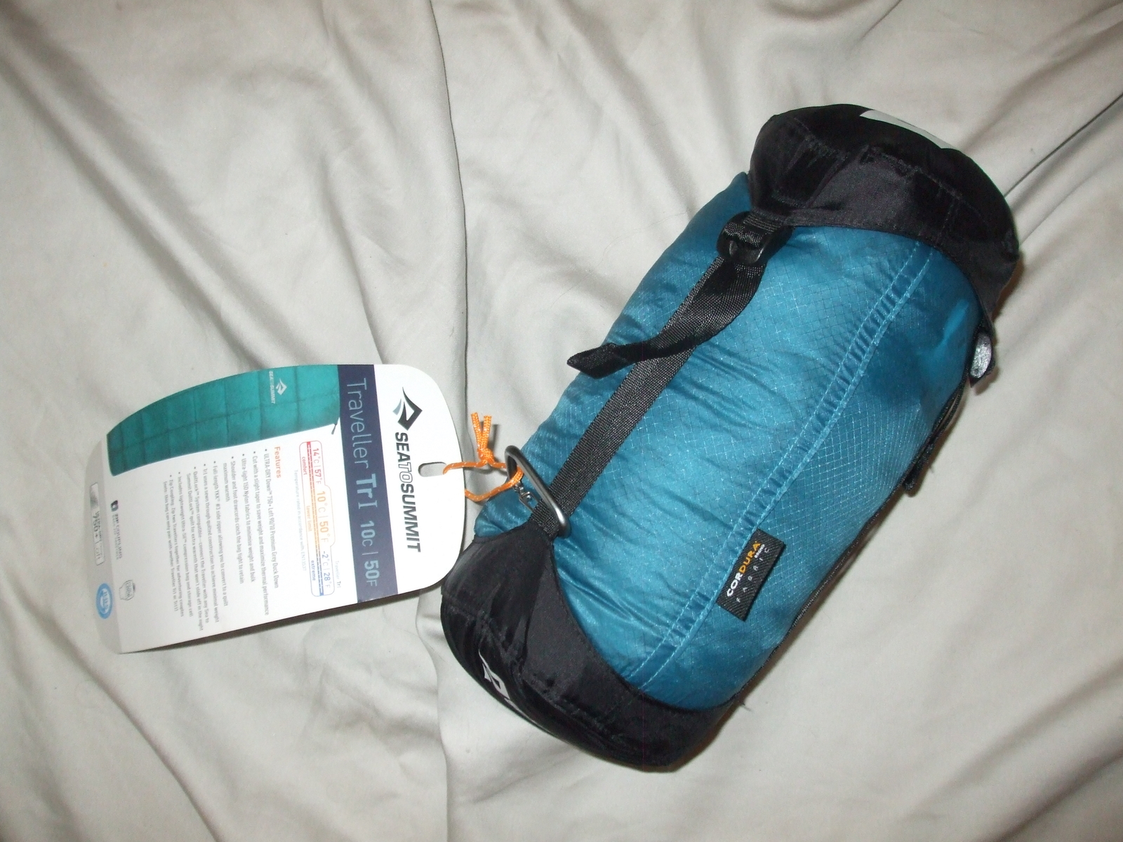 Saco de dormir de plumón Sea-to-Summit Traveler Tr1, Tri, regular, ATR1-R, verde azulado