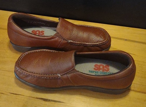 SaS Twin Leather Moc Toe Loafers Mulch Brown Women's 8