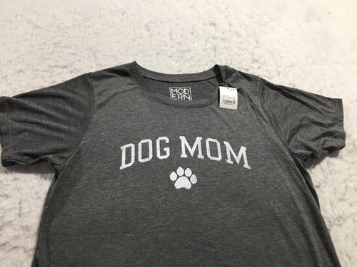 NEW Modern Lux Dog Mom T Shirt Womens L Large Charcoal Short Sleeve Crew Neck - Picture 3 of 10