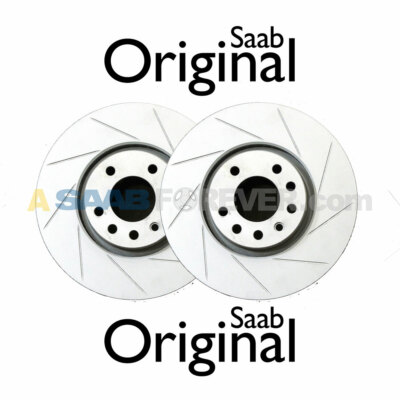 NEW GENUINE SAAB 9-3 VIGGEN SLOTTED FRONT ROTOR SET OEM DISC BRAKE 5084769 