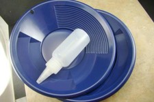 Lot of 2 - 8" Blue Gold Pans w/ Bottle Snuffer-Panning Kit-Prospecting-Mining