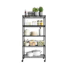 Seville Classics 5-Tier Steel Wire Shelving, 30" W X 14" D X 60" H, Black