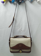 Dooney  Bourke Ivory Pebbled Leather Buckle Satchel Crossbody Bag - Made in USA