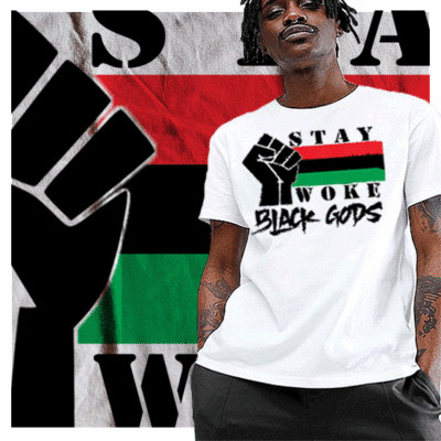 Stay Woke Malcolm X Huey P Newton Marcus Garvey Angela Davis Black Gods T-Shirt