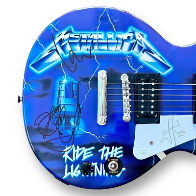 Metallica Signed Guitar Custom Graphics JSA COA Hetfield Hammett