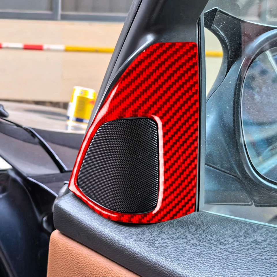 Red Carbon Fiber A-pillar Speaker Panel Cover Trim For BMW 3 Series M3 E90 05-12 - Изображение 3 из 4