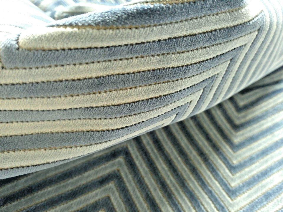 Kravet Zig and Zag Indigo Cut Velvet Chevron Heavy Soft Hand by Sara Richardson - Image 4 of 4
