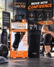 Copper Fit Freedom Knee Compression Sleeve Size Medium Black Copper Infused 1 Pc