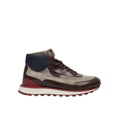 1200$ TESTONI ''Piuma'' Sport Mid Cut Sneaker Suede + Calf  8 UK / 9  US / 42 IT