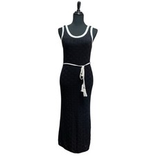 Nine West Womens Black Crochet Midi Dress Size Small Sleeveless Lined Cover-up