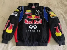 Adult F1 Vintage Racing Jacket, Ebroidered Cotton Padded ,Red Bull Jacket