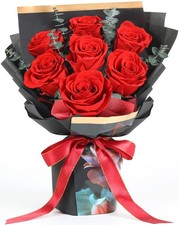 Preserved Flowers Bouquet 7 Roses, Forever Flower for Delivery Birthday Anniv...