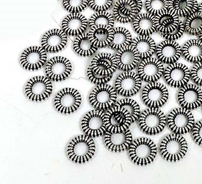50 Textured Closed Jump Rings Antique Silver Connectors Link DIY Finding 5mm