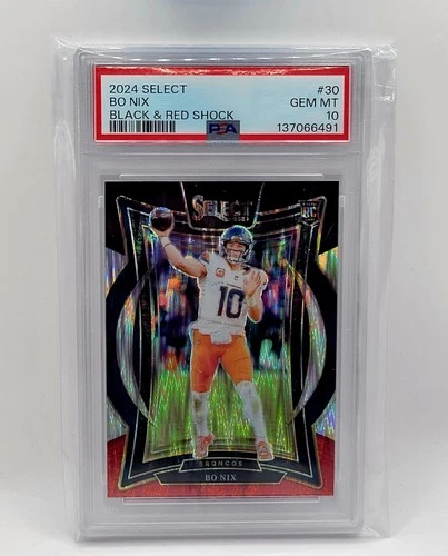 BO NIX 2024 Panini Select Black and Red SHOCK Prizm ROOKIE 🔥 #30 Broncos PSA 10