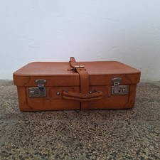 Valigia rigida in cuoio anni '50