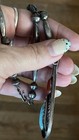 Old Pawn Navajo Sterling Turquoise Coral 2.5” Teardrop Pendant on Pearls Sgd CW — photo 9