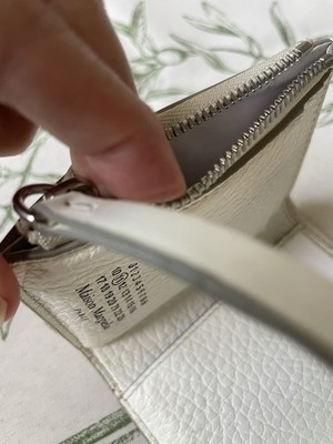Maison Margiela 4-Stitch Leather Tri-Fold Wallet White Compact
