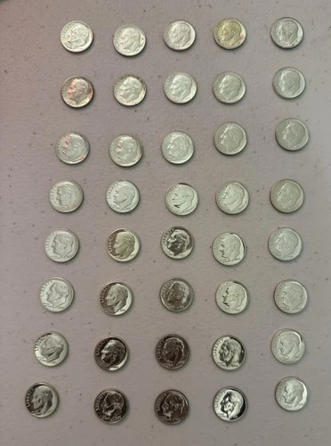 Lot Of 40 Random 90% Roosevelt 10c Silver Proof Dimes $234.99 US Free Shipping