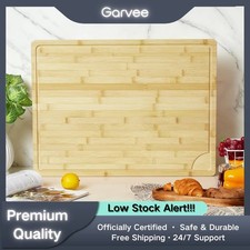 Extra Large Bamboo Cutting Board 24x18 Inch with Juice Groove Handles