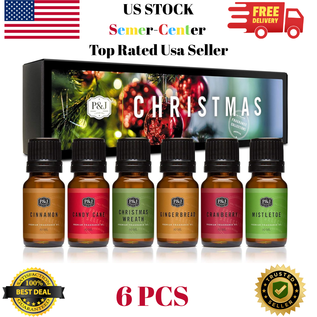 Fragrance Oil Christmas Set | Christmas Wreath, Mistletoe, 0.34 Fl Oz Pack of 6
