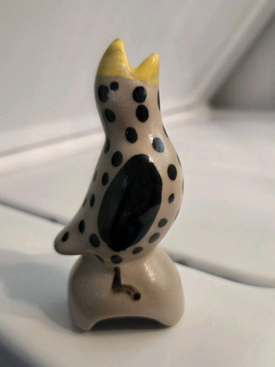 Beaumont Brothers Pottery Salt-Glazed Polka Dot Pie Bird- 4"