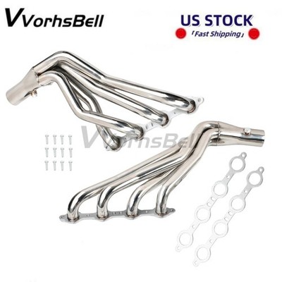 Polished Headers for 99-06 Chevy GMC Sierra Tahoe Yukon 4.8/5.3/6.0 V8 Long Tube
